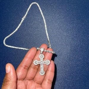 Tennis Chain with Cross Pendent and bracelet